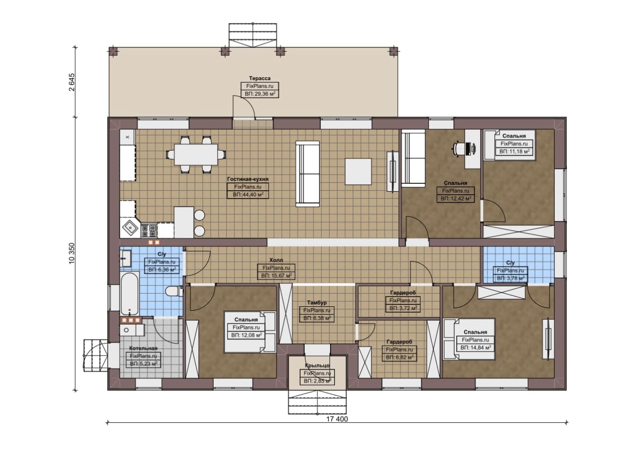 Планировка Одноэтажный дом F-5867