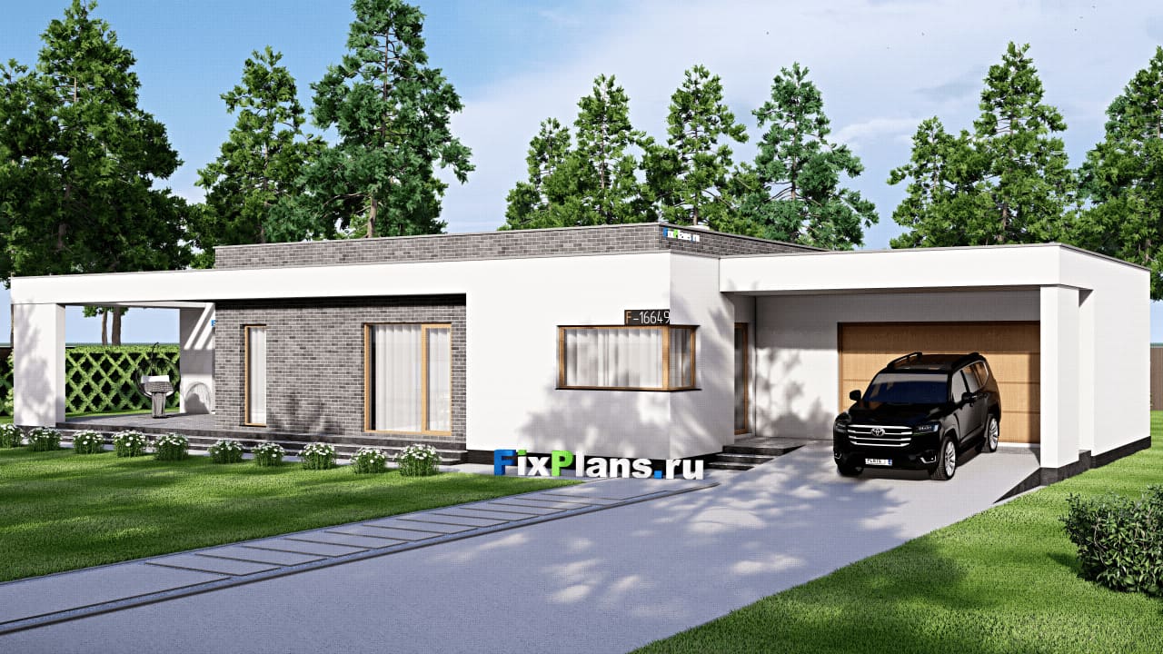 Одноэтажный дом F-16649 — фасад