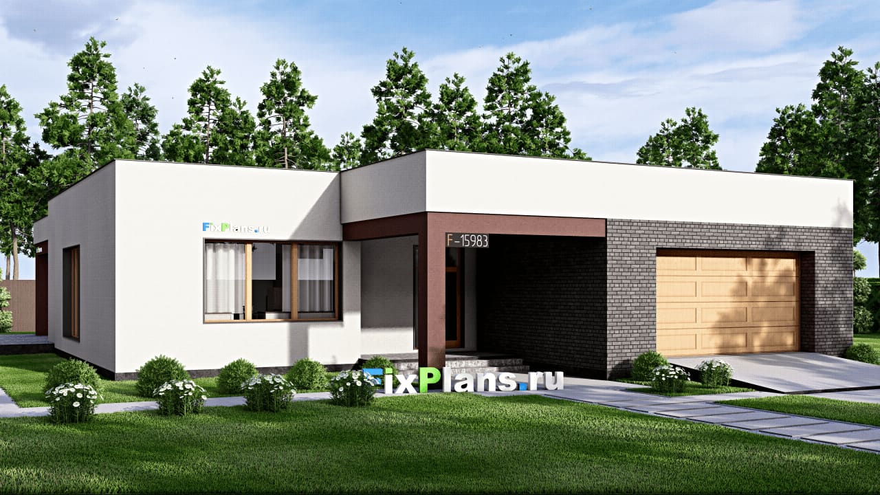 Одноэтажный дом F-15983 — фасад