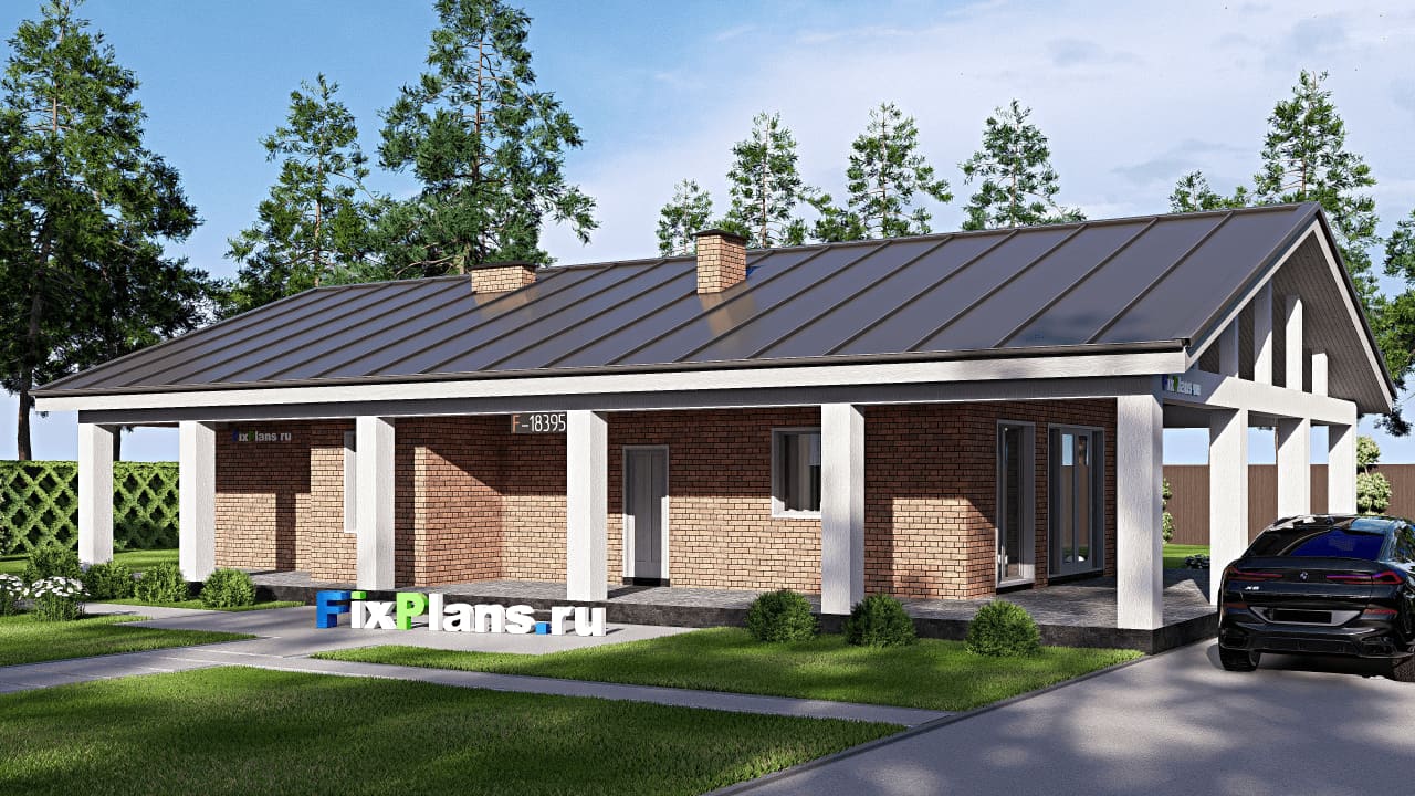 Одноэтажный дом F-18395 — фасад