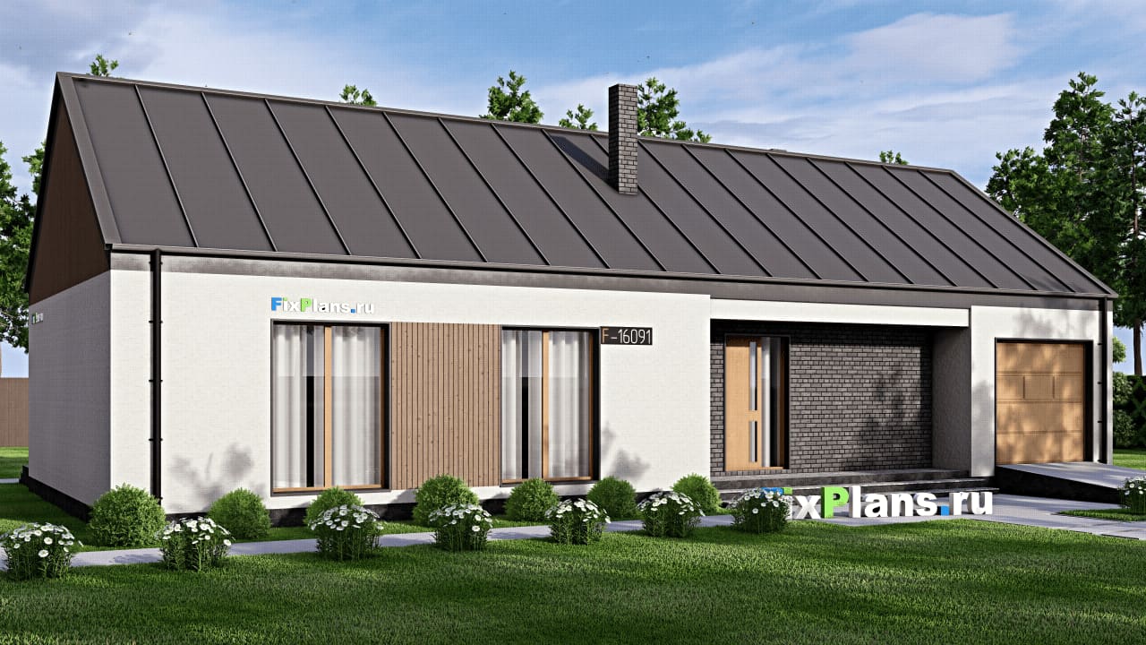 Одноэтажный дом F-16091 — фасад