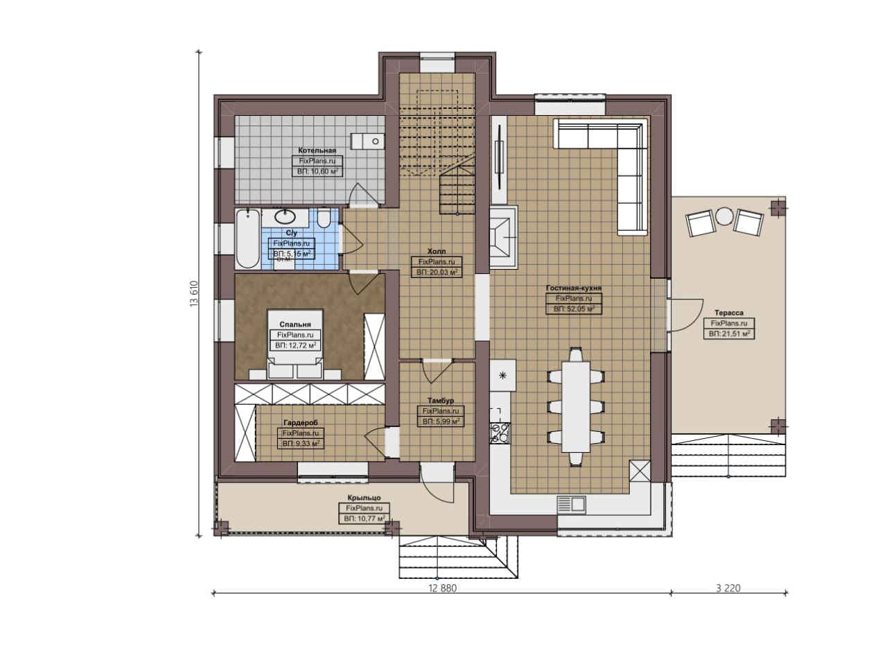Планировка Двухэтажный дом F - 1907